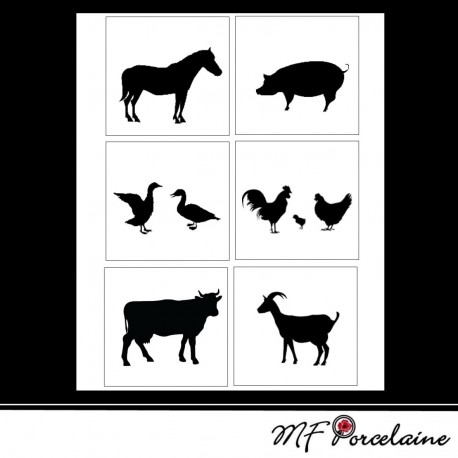 Sticker "A la ferme" Silhouette d'animaux